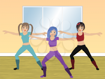 Royalty Free Clipart Image of Women Exercising