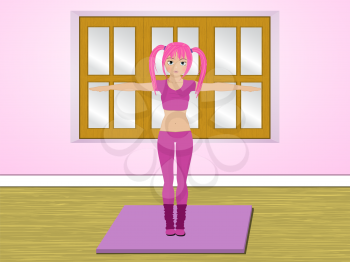 Royalty Free Clipart Image of a Girl Exercising