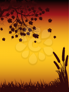 Royalty Free Clipart Image of an Autumn Landscape
