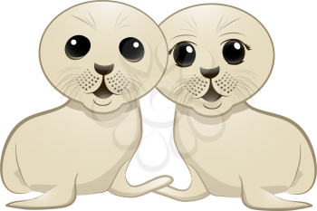 Royalty Free Clipart Image of Seal Cubs