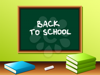 Royalty Free Clipart Image of a Blackboard With Textbooks