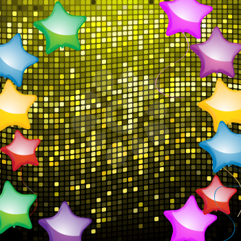 Royalty Free Clipart Image of Balloons on a Mosaic Background