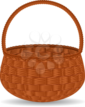 Royalty Free Clipart Image of a Detailed Wicker Basket With a Carrying Handle