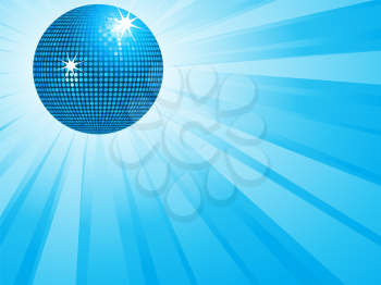 Royalty Free Clipart Image of a Sparkling Blue Disco Ball