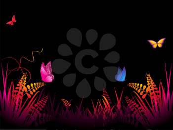 Royalty Free Clipart Image of a Butterfly Landscape