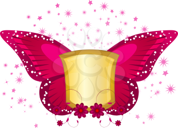 Royalty Free Clipart Image of a Butterfly Shield