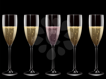 Royalty Free Clipart Image of a Row of Glasses Full of Champagne 