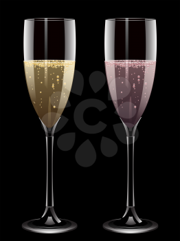 Royalty Free Clipart Image of Two Glasses of Champagne