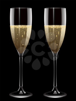 Royalty Free Clipart Image of Two Glasses of Champagne
