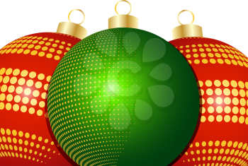 Royalty Free Clipart Image of Three Christmas Ornaments