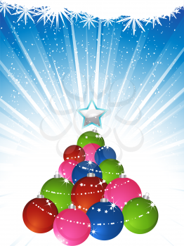 Royalty Free Clipart Image of a Christmas Bauble Tree Background