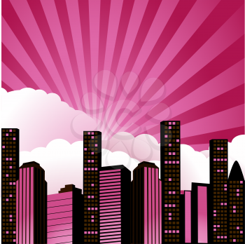 Royalty Free Clipart Image of an Abstract Cityscape