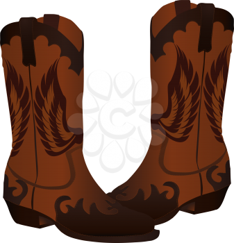 Royalty Free Clipart Image of a Pair of Brown Detailed Cowboy Boots