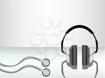Royalty Free Clipart Image of a Music Background With Headphones