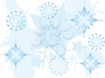 Royalty Free Clipart Image of Water Colour Snowflakes on a Background