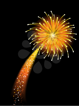 Royalty Free Clipart Image of a Colorful Exploding Firework