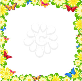 Royalty Free Clipart Image of a Floral Butterfly Background