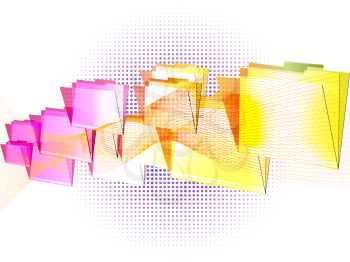 Royalty Free Clipart Image of Colorful Flying Folders