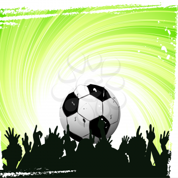 Royalty Free Clipart Image of a Crowd Cheering in Front of a Football