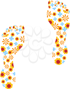 Royalty Free Clipart Image of Flower Filled Footprints
