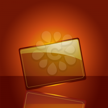 Royalty Free Clipart Image of an Plaque Reflected on a Golden Background
