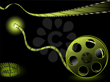 Royalty Free Clipart Image of a Glowing Film Reel Background