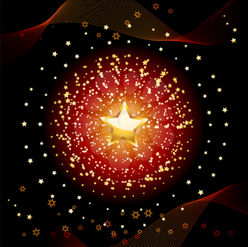 Royalty Free Clipart Image of a Glowing Star Background