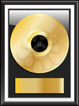 Royalty Free Clipart Image of a Detailed Framed Gold Disc 