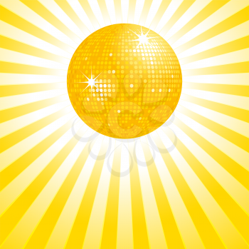 Royalty Free Clipart Image of a Sparkling Gold Disco Ball
