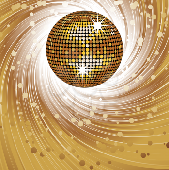 Royalty Free Clipart Image of a Gold Disco Ball Background
