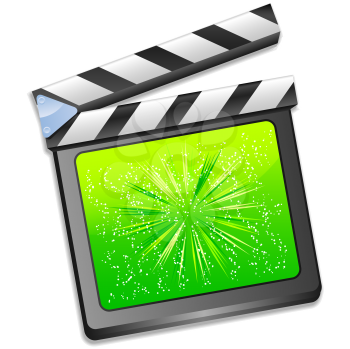 Royalty Free Clipart Image of a Green Clapperboard