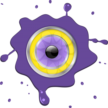 Royalty Free Clipart Image of a Purple Paint Splattered Speaker
