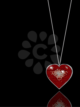 Royalty Free Clipart Image of a Heart Pendant on a Silver Chain