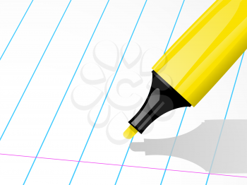 Royalty Free Clipart Image of  a Highlighter and Paper
