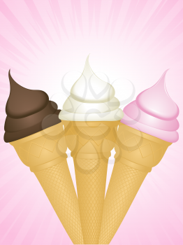 Royalty Free Clipart Image of Ice Cream Cones