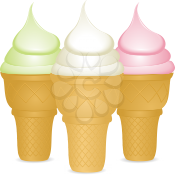 Royalty Free Clipart Image of Ice Cream Cones