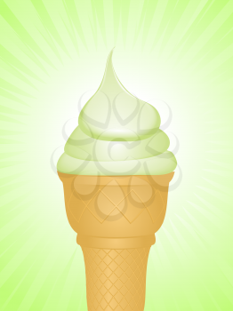 Royalty Free Clipart Image of a Mint Ice Cream Cone