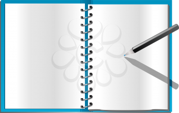 Royalty Free Clipart Image of an Opened Notebook With a Spiral Spine