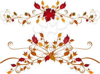 Royalty Free Clipart Image of a Detailed Ornate Autumn Flourishes 