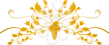 Royalty Free Clipart Image of a Decorative Flourish With Grapes, Flowers and Leaves