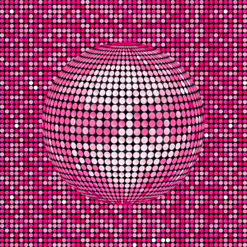 Royalty Free Clipart Image of a Pink Abstract Mosaic Disco Ball Background 
