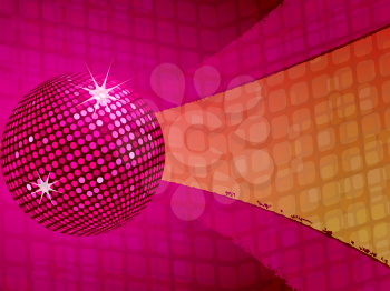 Royalty Free Clipart Image of a Disco Ball on a Mosaic Background