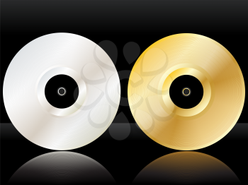 Royalty Free Clipart Image of Platinum and Gold Discs