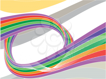 Royalty Free Clipart Image of a Swirling Ribbon With Waves Background