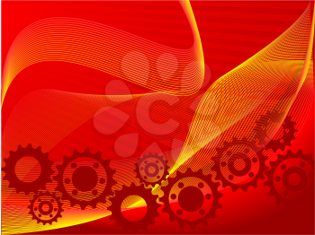 Royalty Free Clipart Image of an Abstract Background With Red Cogs