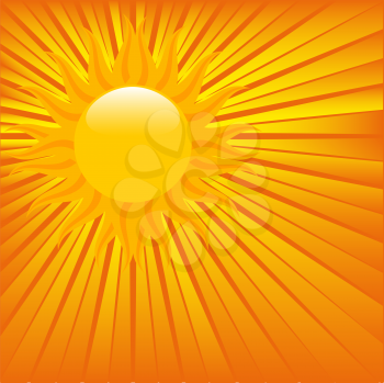 Royalty Free Clipart Image of a Hot Summer Sun