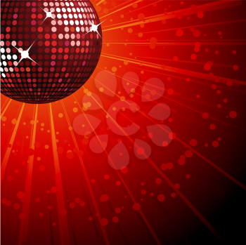 Royalty Free Clipart Image of a Red Disco Ball 