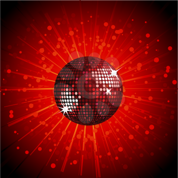 Royalty Free Clipart Image of a Sparkling Red Disco Ball 