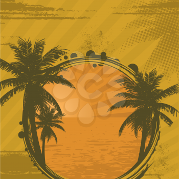 Royalty Free Clipart Image of a Retro Tropical Background