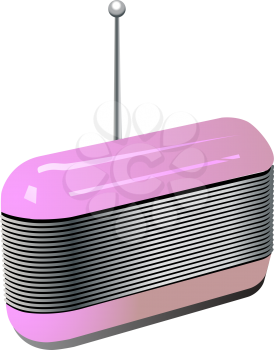 Royalty Free Clipart Image of a Pink Retro Radio